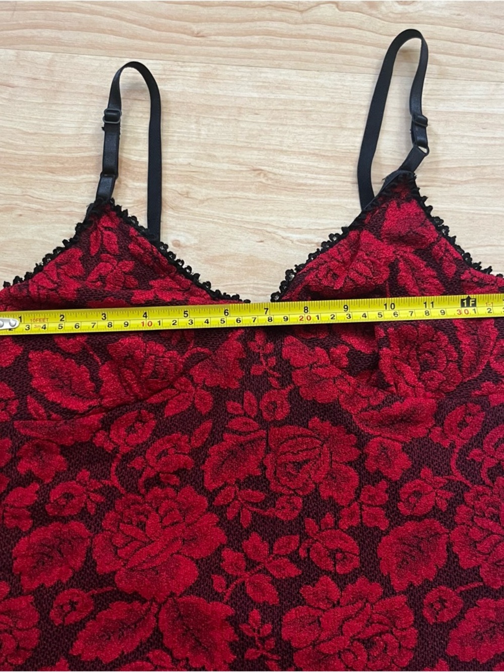 y2k vintage black and red lace cami bustier made in the USA - Picture 6 of 7